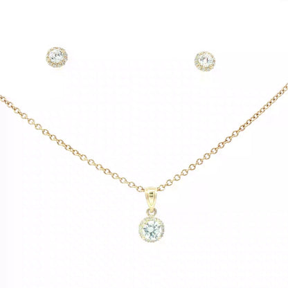 Yellow Gold Necklace set with Earring