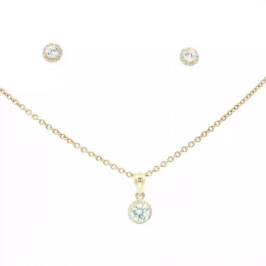 Yellow Gold Necklace set with Earring