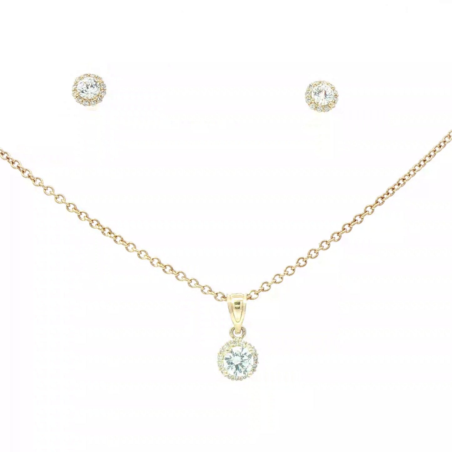 Yellow Gold Necklace set with Earring