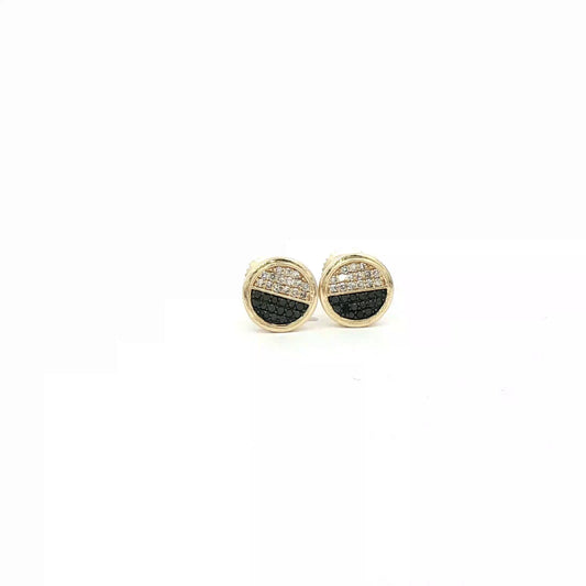 ROUND EARRING REAL DIAMONDS CLEAR W/ BLACK