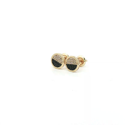 ROUND EARRING REAL DIAMONDS CLEAR W/ BLACK