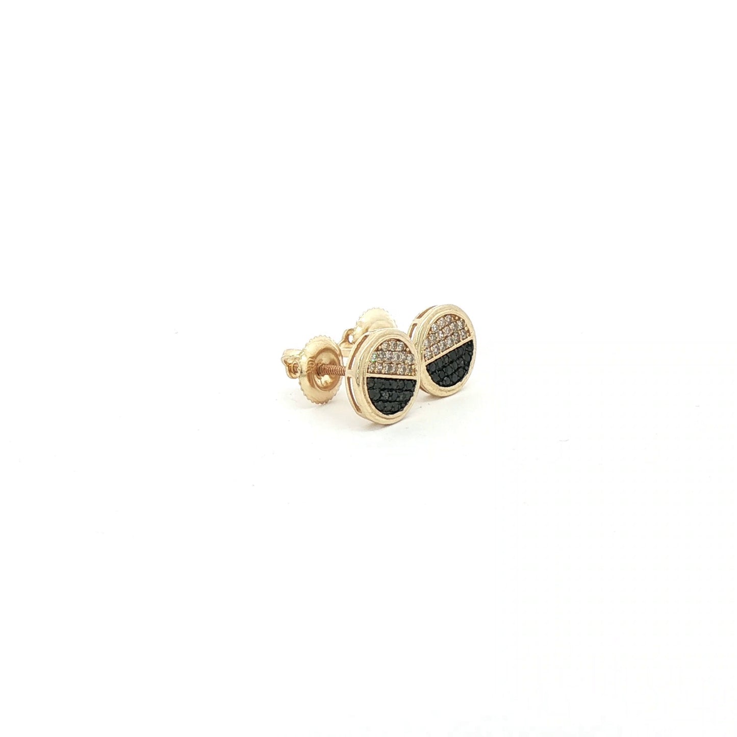 ROUND EARRING REAL DIAMONDS CLEAR W/ BLACK