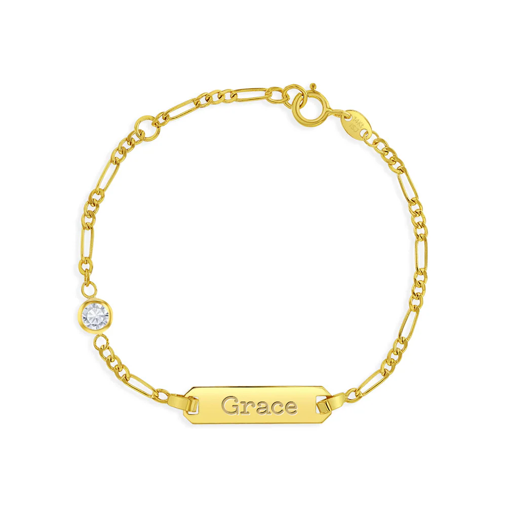 Tag ID Bracelets with Simulated Birthstone.