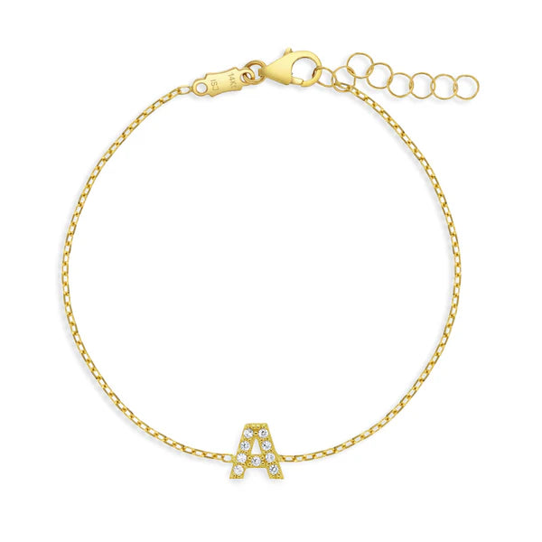 Clear Zirconia Initial Letter Baby Bracelets