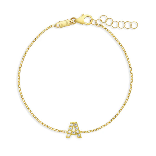 Clear Zirconia Initial Letter Baby Bracelets