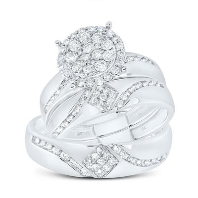 Exquisite white gold trio ring set