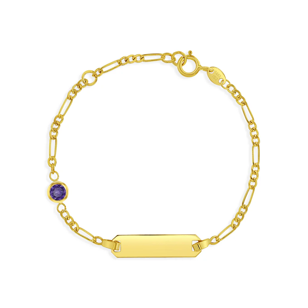 Tag ID Bracelets with Simulated Birthstone.
