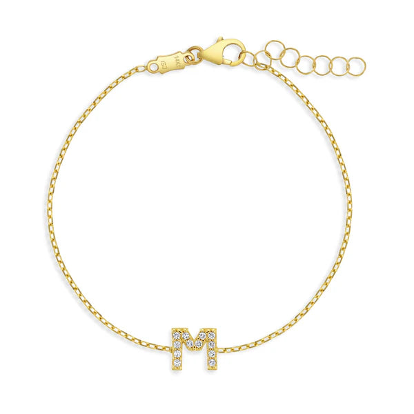 Clear Zirconia Initial Letter Baby Bracelets
