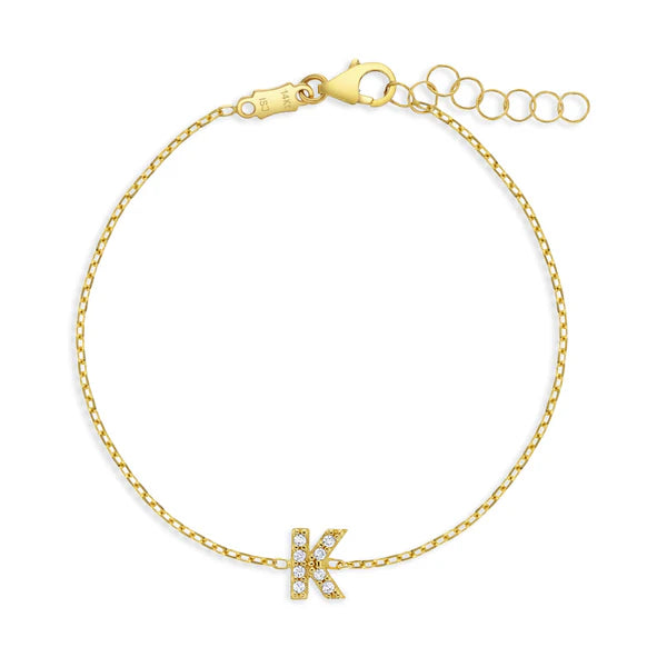 Clear Zirconia Initial Letter Baby Bracelets