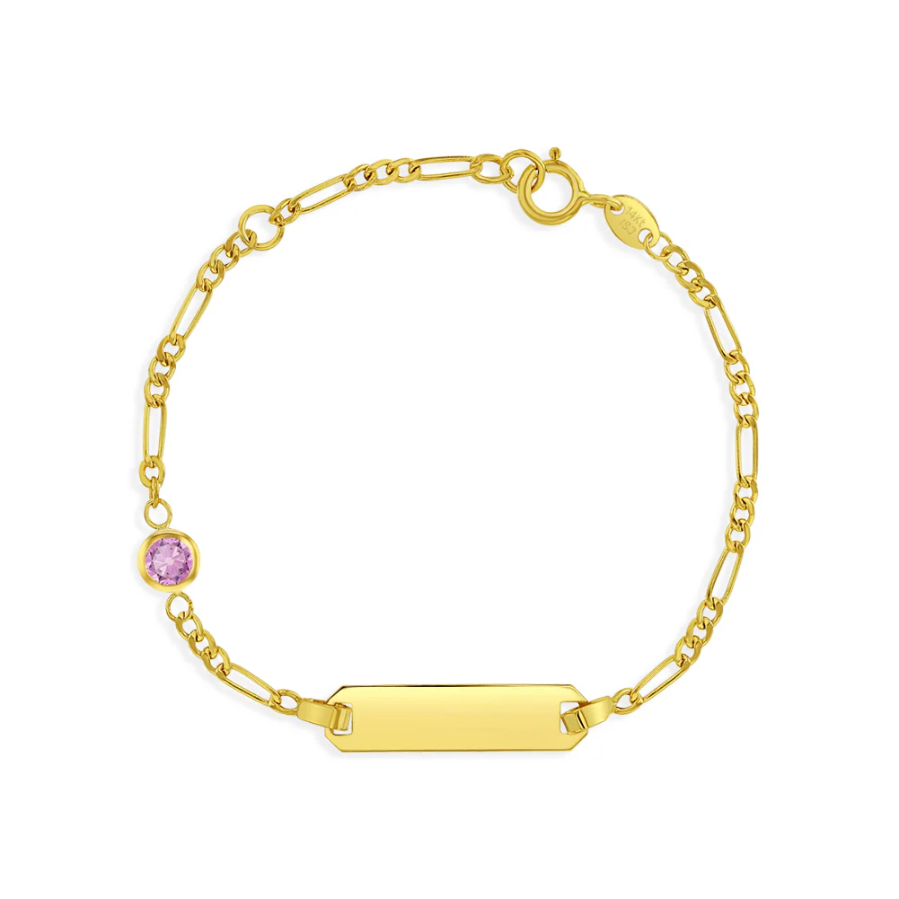 Tag ID Bracelets with Simulated Birthstone.