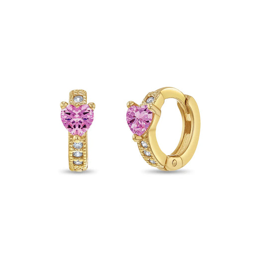 Pink Love Heart Girls Hoops