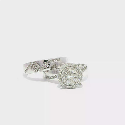 Exquisite white gold trio ring set