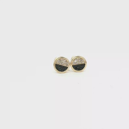 ROUND EARRING REAL DIAMONDS CLEAR W/ BLACK