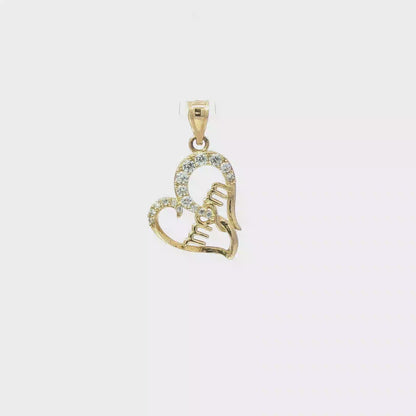 Yellow Gold "MOM" Pendant with Round Brilliant Cut Diamonds