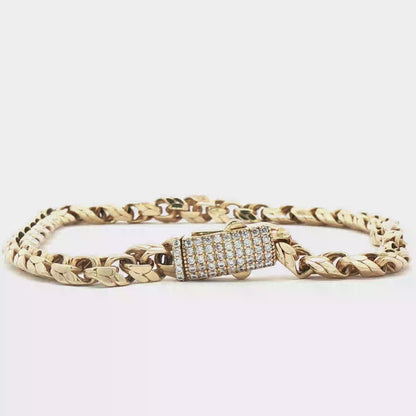 10K Yellow Gold Chain Anckle with Round Cut Zirconia Accent