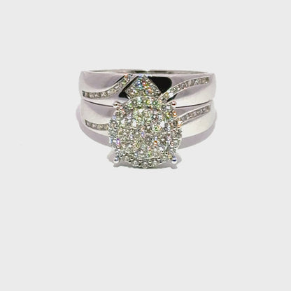 Exquisite white gold trio ring set