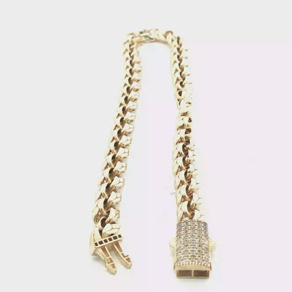 10K Yellow Gold Chain Anckle with Round Cut Zirconia Accent